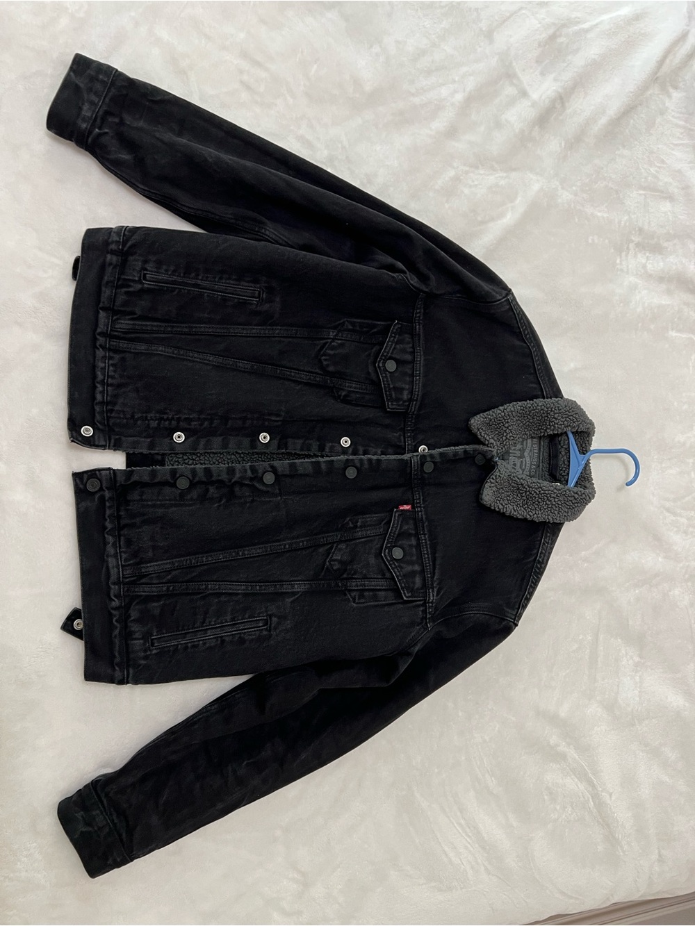 Levi's Black and Gray Sherpa Logo Jacket